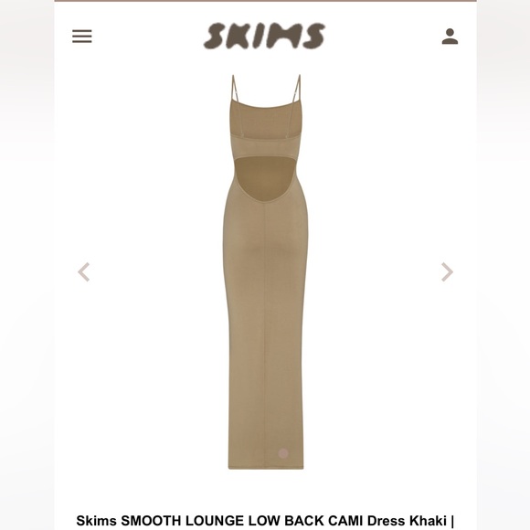 SKIMS Dresses & Skirts - SKIMS LOW CUT BACK DRESS SMOOTH LOUNGE KHAKI SIZE XXS